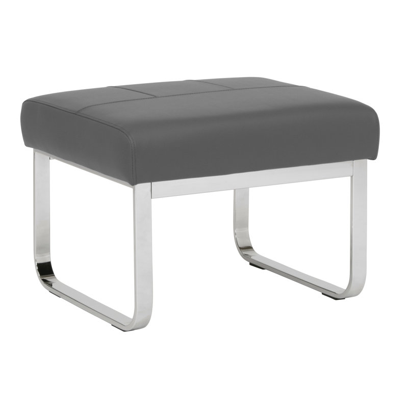 Jaymiah 23.5'' Wide Faux Leather Rectangular Ottoman, Faux cuir gris