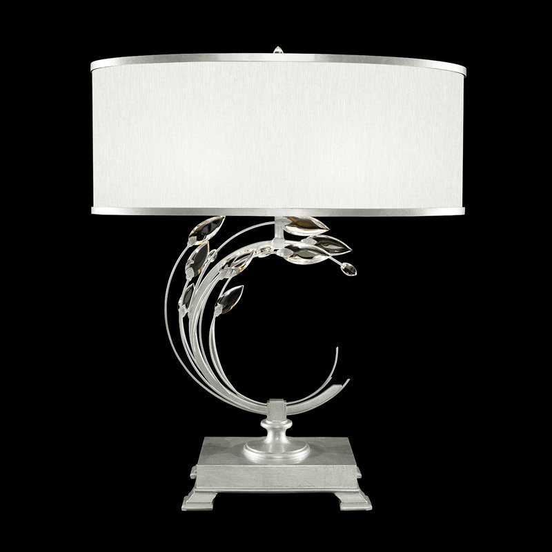 Crystal Metal Table Lamp, Silver , White