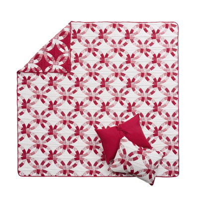 Ensemble de couvre-lit rouge très grand Greenland Home Fashions 3 pièces, 105 x 95 po