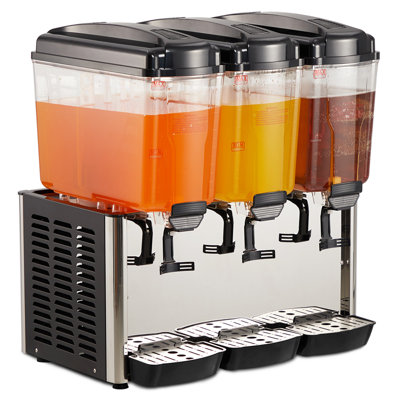 Distributeur de boissons 14,27 gallons / 54L commercial, distributeur de thé glacé et de boissons en acier inoxydable de 380 W avec 3 réservoirs et contrôle de thermostat pour fêtes / restaurants / bars / maison / cafés