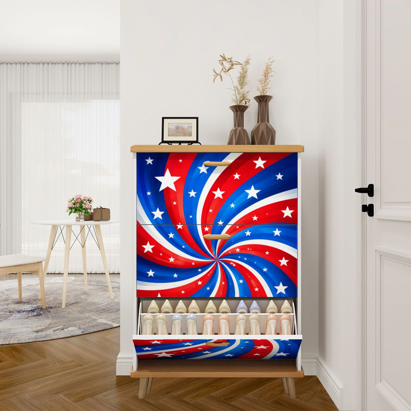 Rangement à chaussures avec 3 tiroirs rabattables pour étagère à chaussures patriotique rouge blanc bleu
