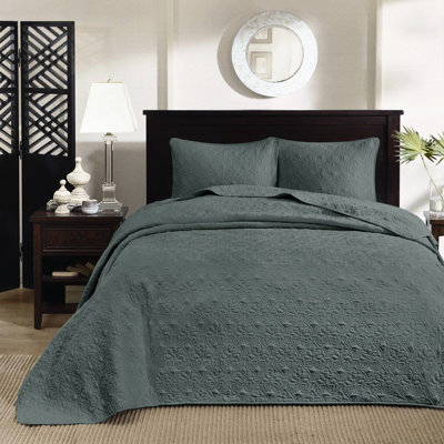 Couvre-lit réversible 3 pièces pour très grand lit - conçu pour un espace de sommeil confortable, rembourrage en coton prélavé confortable, comprend 2 taies décoratives matelassées élégantes, matelas profond adapté,