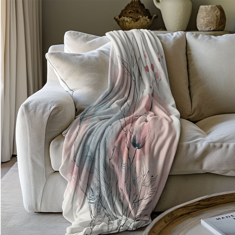 Minimaliste fleurs Wabi Sabi - 1 pièce Sherpa Premium, Grand lit