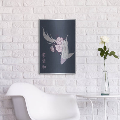 «Japanese Art Style Dessin Koi Fish» par Sabrina Balbuena, art mural en métal