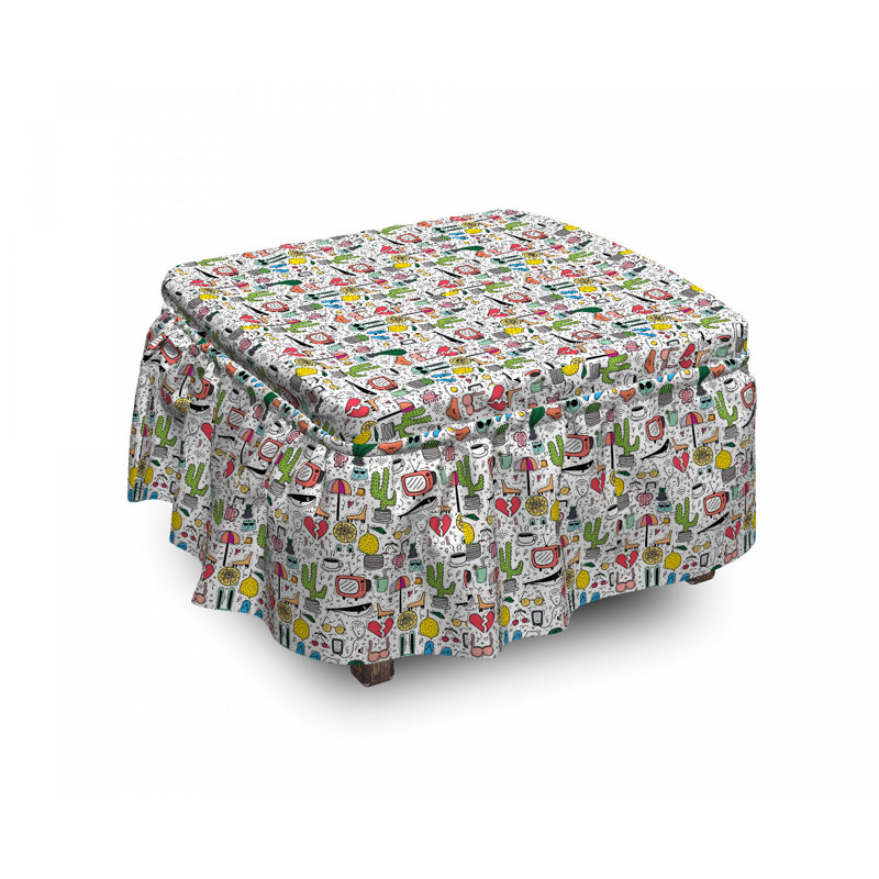 Housse pour repose-pieds composition chaotique objets