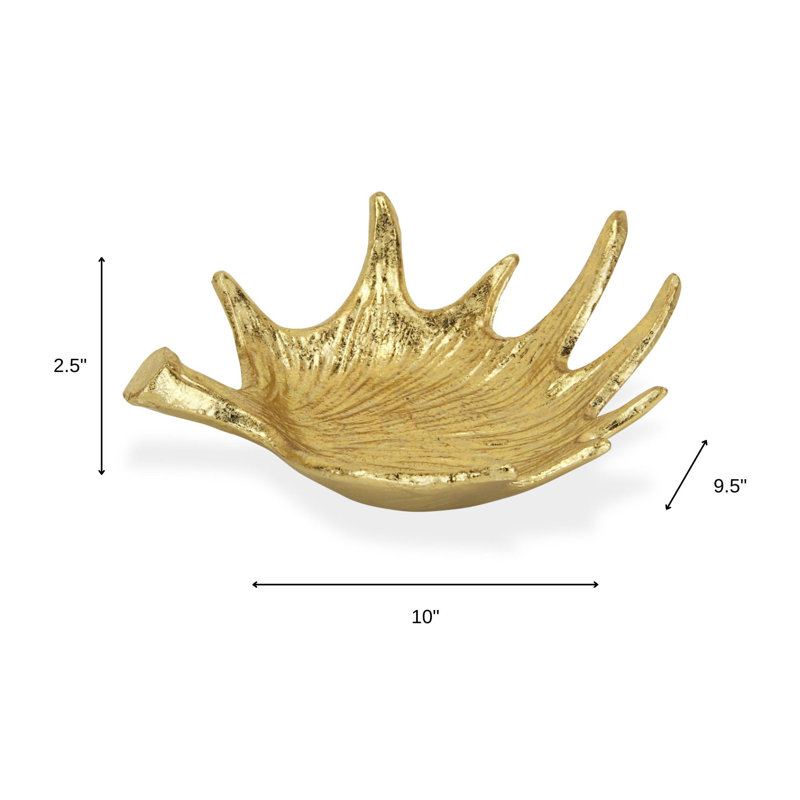 Gold Textured Cast Iron Antler Vanity Tray