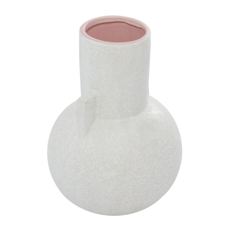 Cosmoliving By Cosmopolitan White Ceramic Modern Vase, 8" X 11"