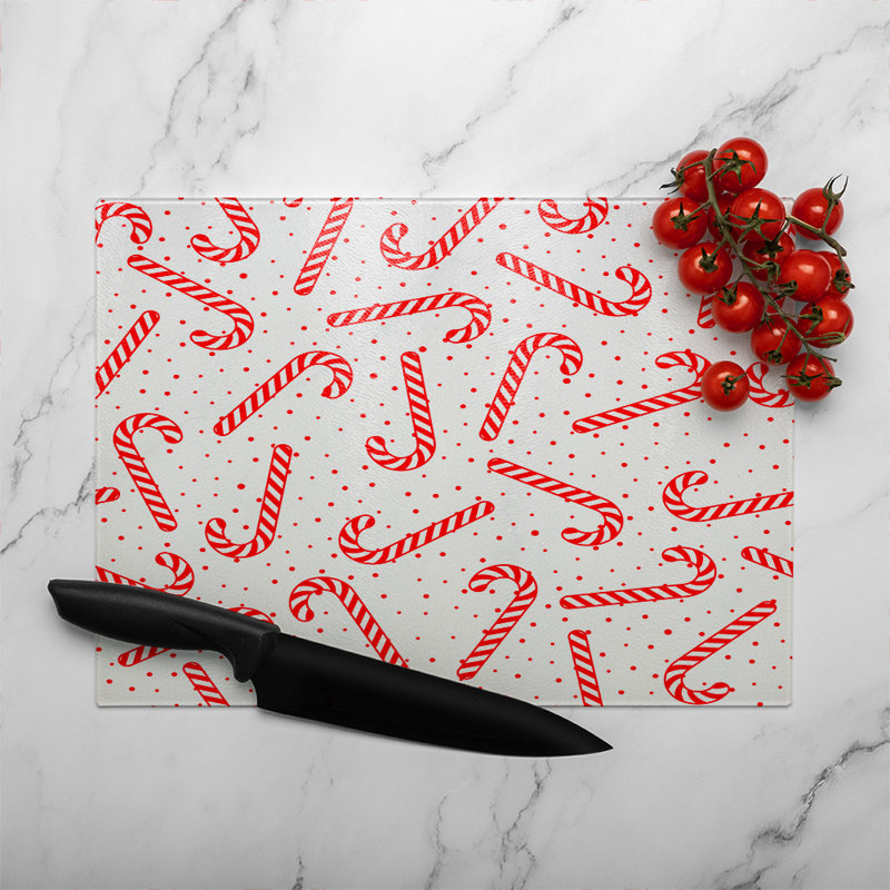 Canes Pattern Dining Glass Chopping Board, 40cm L x 28cm W