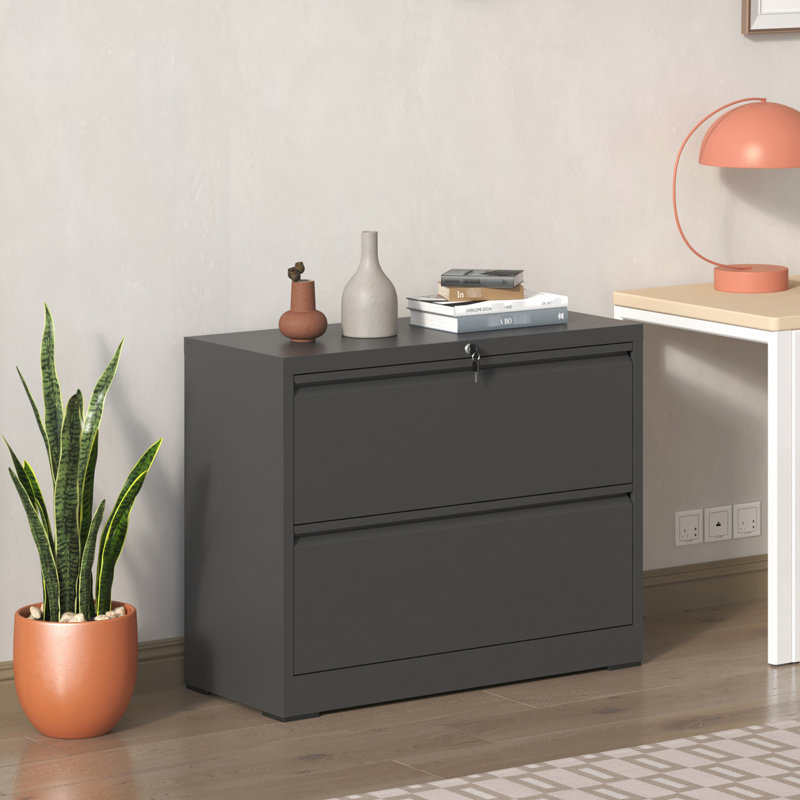 2 Metal File Cabinet With Lock - Space For A4/F4 Office Supplies, Silent Extension Drawer Movement, First Design, Quick Setup Items, Slides,