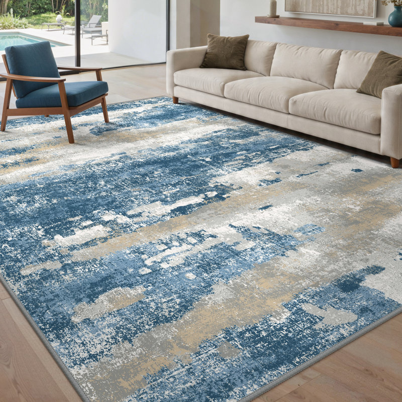 Tapis bleu Pavelina, Blue/Light Grey, Rectangulaire 8 pi x 10 pi