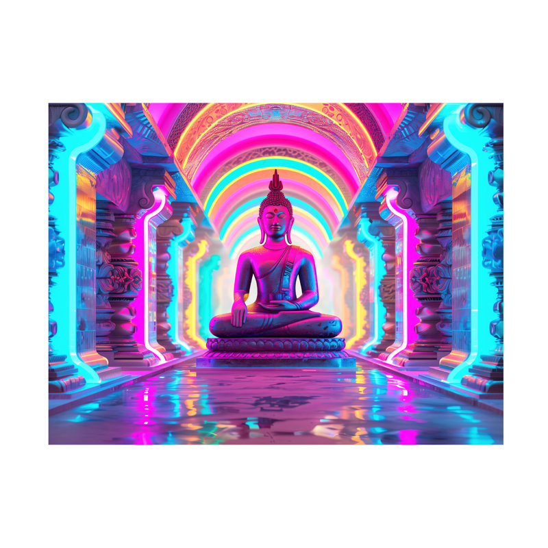 Art sur toile, Rouleau bolognais, Bouddha coloré 4, H 35 po x l 47 po