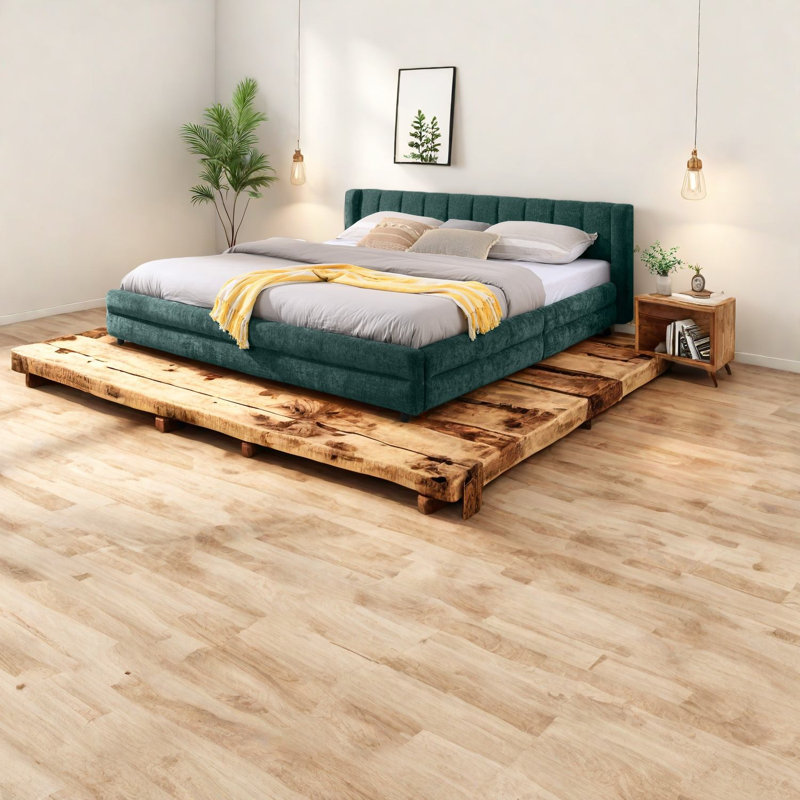 Lits modernes très grands, structure revêtue de chenille, solution de rangement pour la maison