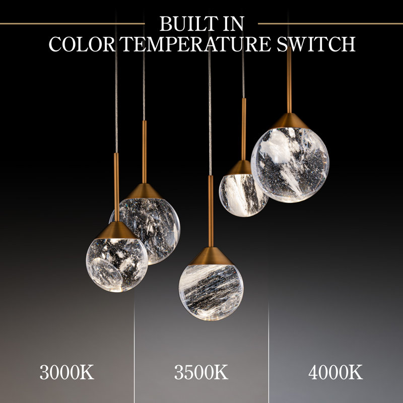 Quest 5 - Light LED Pendant, Aged Brass