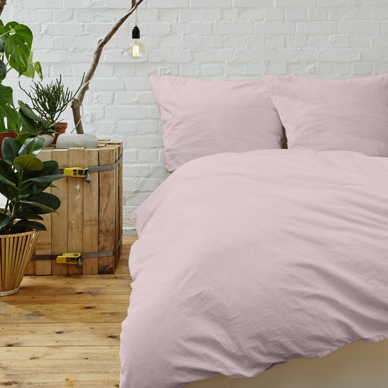 Flatweave Duvet Cover, Full/Queen Duvet Cover + 2 Standard Shams, Rose Pink
