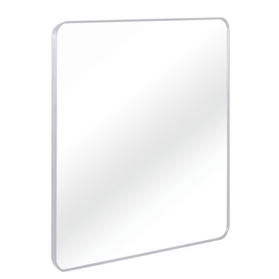 Silver Square Bathroom Wall Mirror 30 Inches By Inches, 4Mm High - Definition Non Distorted Glass And Aluminum Frame, Features Added In X Framed Mirror, Hd With Excellent Clarity Rust Aluminum, Comes