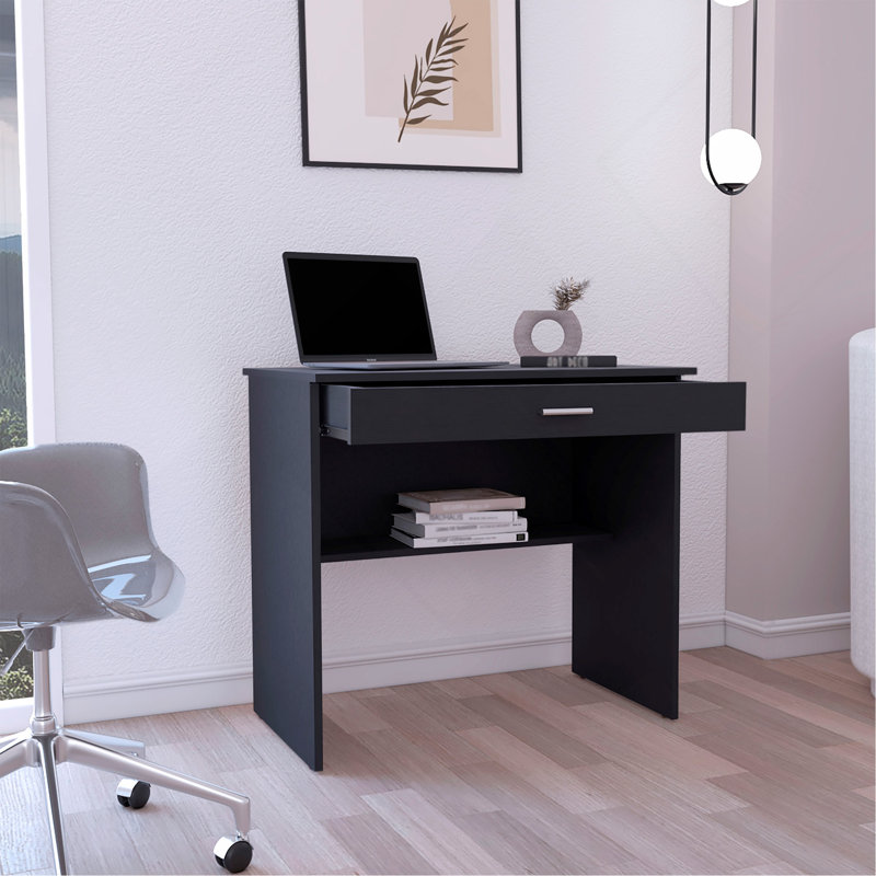 Bureau d'écriture 80 C, poste de travail compact avec tiroir et tablette inférieure