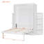 Grand lit escamotable rotatif avec armoire murale cachée, 2 tablettes latérales à 3 niveaux, bureau convertible, supports de rangement supplémentaires, lit mural multifonctionnel peu encombrant pour le bureau à domicile et les petites pièces, blanc