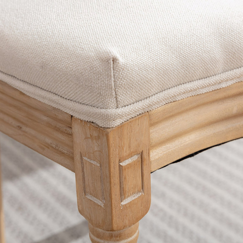 Meuble, cadre en bois massif de style français, peinture antique, toile de lin, dos en rotin, Lin beige