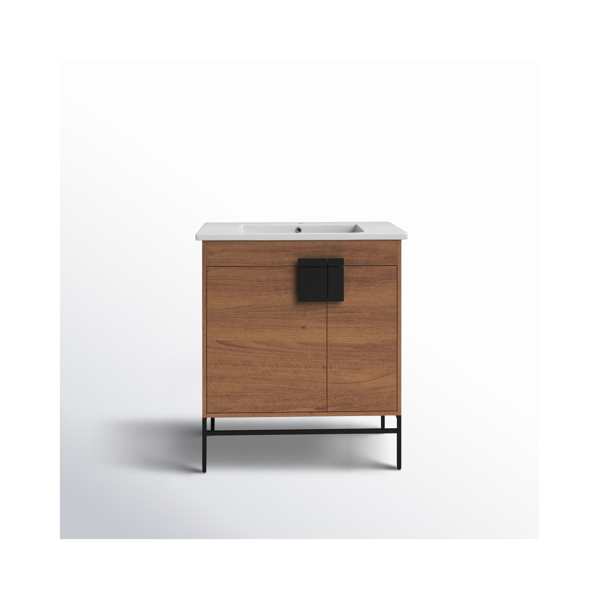 Maisie 30'' Single Bathroom Vanity, Black Matte, Walnut