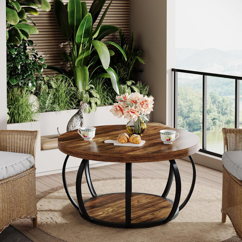 Frame Coffee Table with Storage, Brown