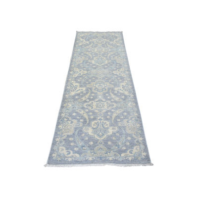 2'8" x 7'7" New Hand Knotted Grey Wool Rectangle Oriental Rug - MOA10272687