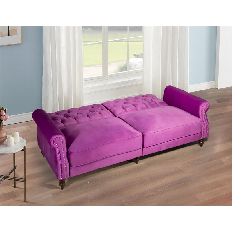 87.8'' Velvet Sofa, Violet Velvet