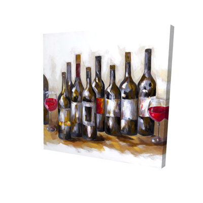 Red Wine Bottles Canvas | Contemporary Kitchen Wall Decor