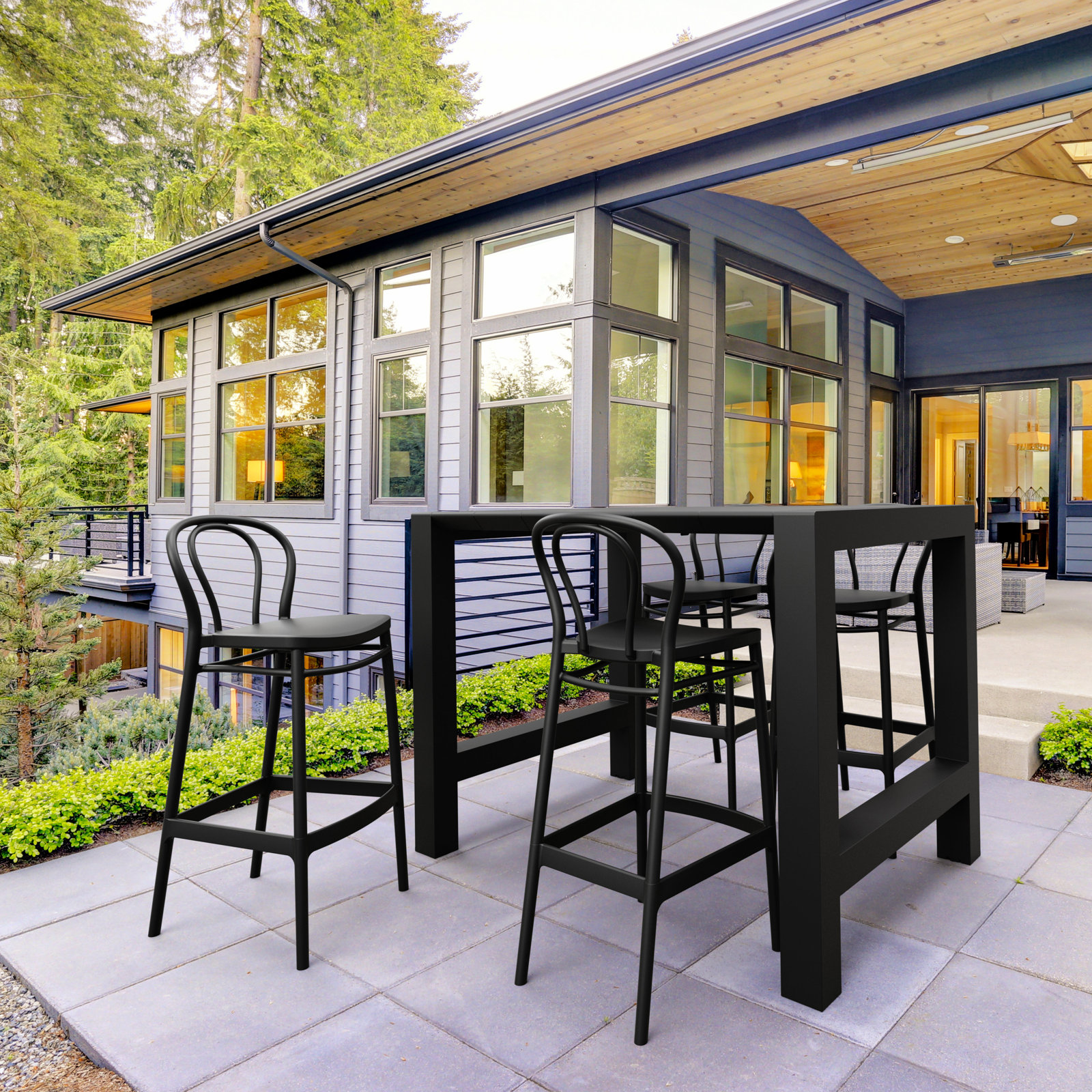 Farrah 39" Patio Dining Set, Black