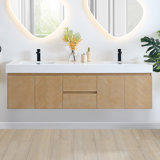 Siena 72" Wall-mounted Double Bathroom Vanity with White Artificial Drop-in Sink without Mirror