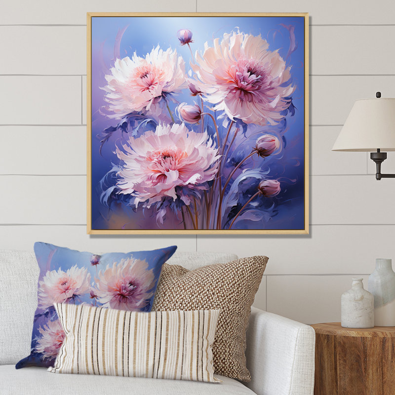 Purple Cornflowers Romantic Impression II - Floral Wall Art Living Room, H 36 po x l 36 po x P 1,5 po, Cadre naturel flottant