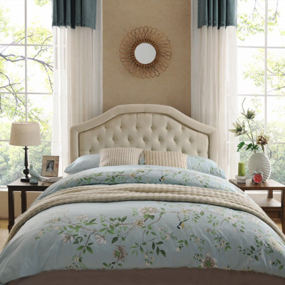 Queen Size Tufted Upholstered Headboard with Solid Wood &amp; Durable Metal Legs, Adjustable Height &amp; Nailhead Trim