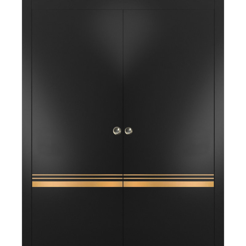 Portes françaises en bois manufacturé 2010, Noir mat, 56 po x 80 po