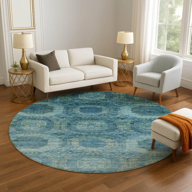 Premium Machine Washable Mayfield AMF1944 Panels Rug, Round 8'