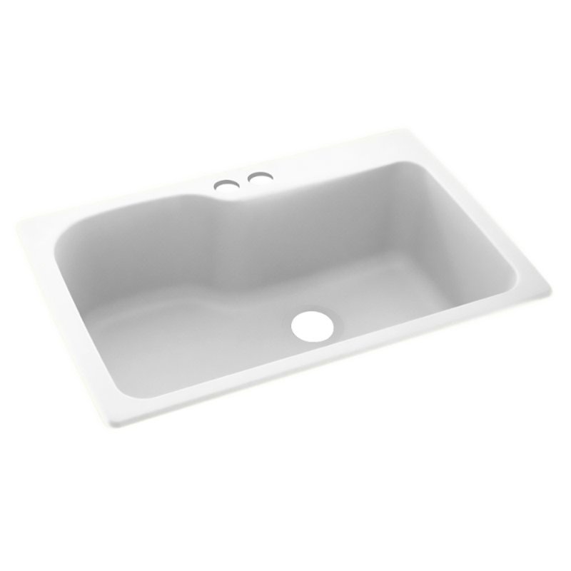 33'' L Mounting / Installation Required Single Bowl Solid Surface Kitchen Sink, White, 2 Hole 2B
