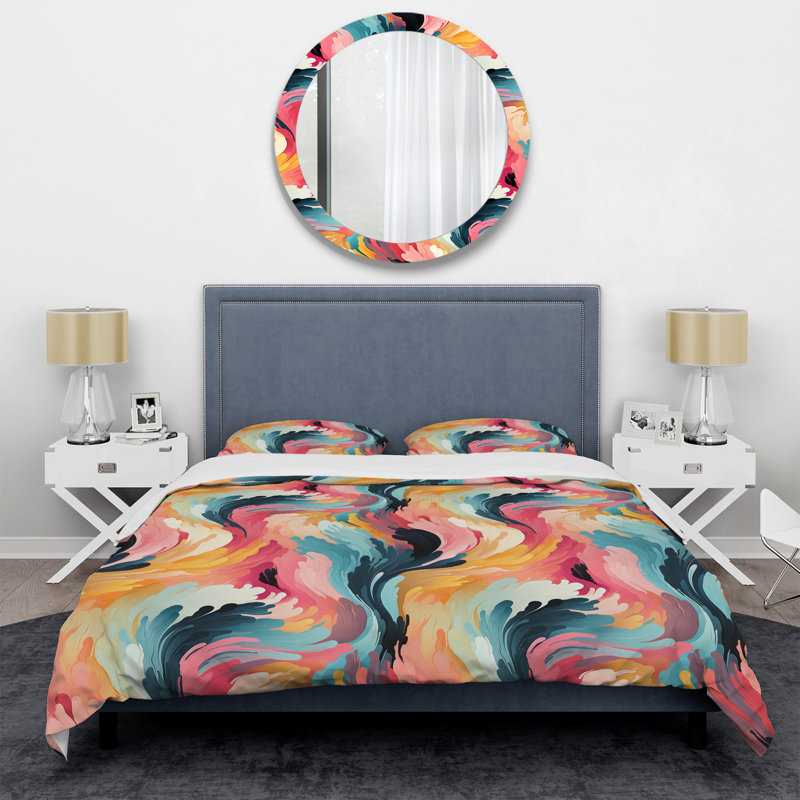 Ikat Artistry Mosaic Radiance III - Ensemble de housse de couette à motif abstrait