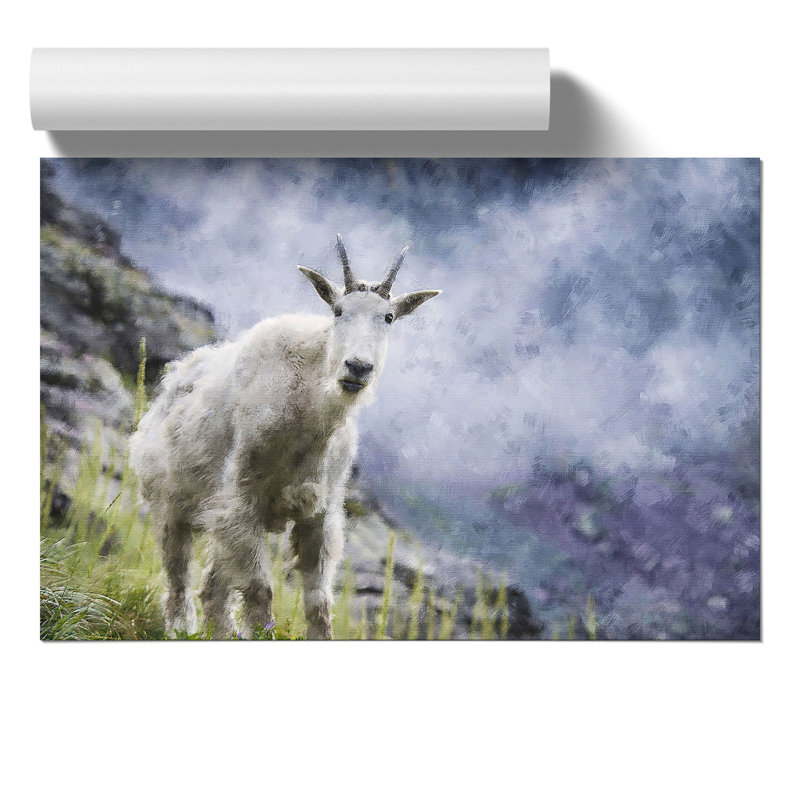 Mountain Goat Painting - Frameless Print, 21cm H x 30cm W x 0.1cm D
