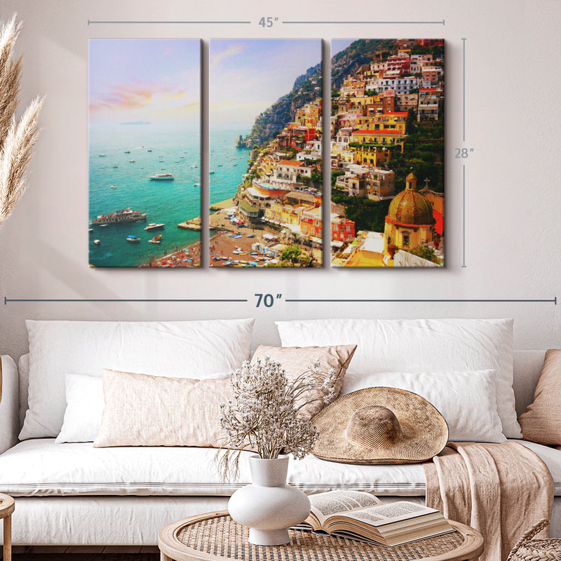 «Bustling Village Of Positano» sur, H 28 po x l 45 po