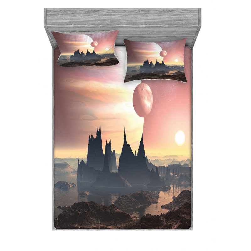Fantasy Microfiber Patterned Sheet Set, Queen Sheet Set + Fitted Sheet + 2 Pillowcases