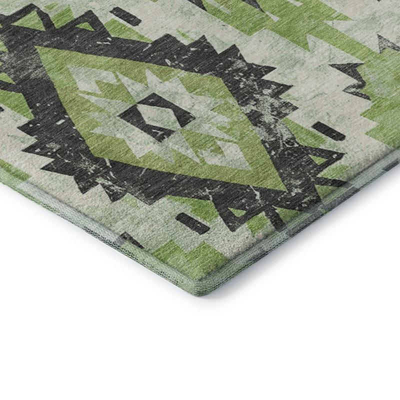 Tapis de qualité supérieure lavable à la machine Crestover AMF1878 Aztec, Rectangle 10 pi x 14 pi