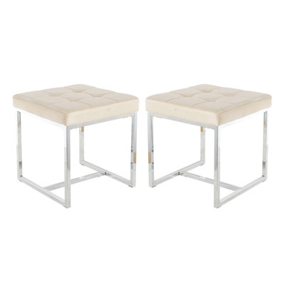 Finley Velvet Stool With Metal Base (pair)