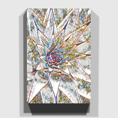 Green Succulent Cactus - Wrapped Canvas