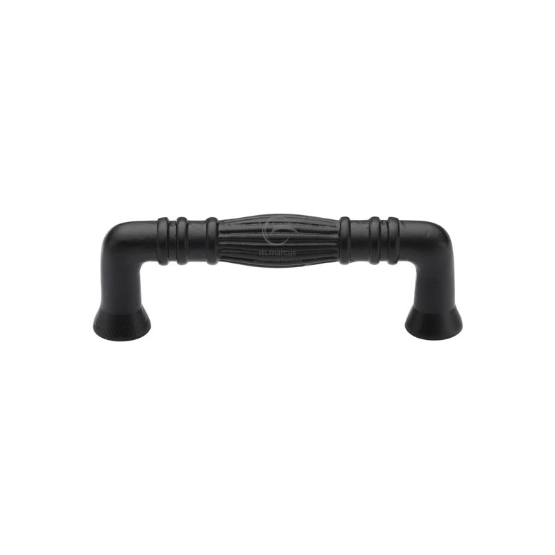 Heritage Brass Matt Black Rustic Iron Cabinet Pull Tuscany Design, 10.8cm H x 1.8cm W x 4cm D