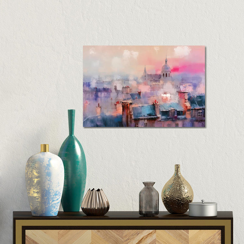 Paris, toit supérieur, impression d'art mural, H 12 po x l 18 po, Toile tendue, Ne s’applique pas