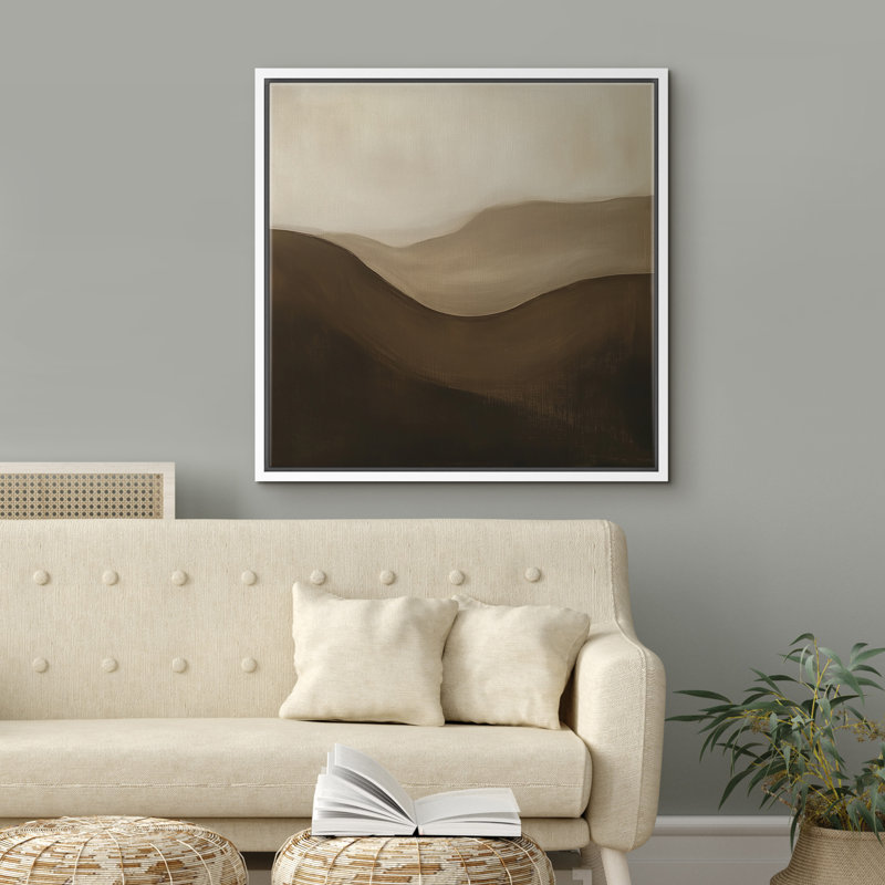 "Minimal Brown Rolling Hills", paysage abstrait, décoration murale pour salon, chambre à coucher, reproduction d'art sur toile encadrée