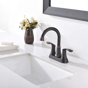 4 Inch Centerset Lead-Free Modern Commercial Bathroom Faucet With Drain Stopper And Water Hoses