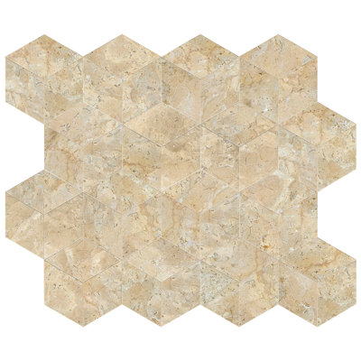 Carreaux de marbre hexagonaux beiges dorés - 5,7 pouces de côté, 1/2 épaisseur, finition, idéal pour le plancher et le mur dans le salon, la salle de bain, le couloir, les espaces commerciaux, la surface jaune de 5,7 po 1/2 po, la cuisine adaptée,
