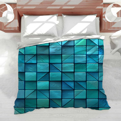 Édredon abstrait Aqua Squares Bedding