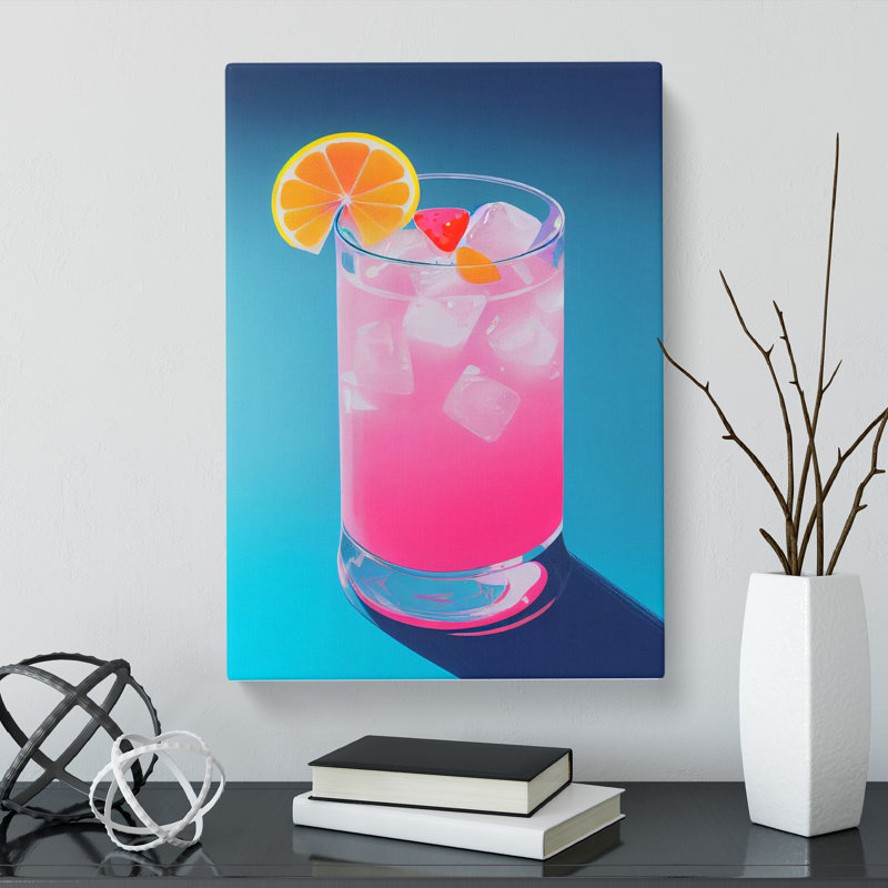 Cocktail Vaporwave - Wrapped Canvas, 50cm H x 35cm W x 3cm D