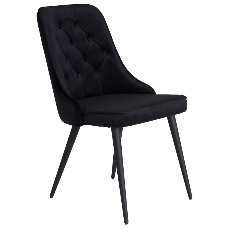 Jalen 49cm H Polyester Blend Upholstered Side Chair, Black, Black