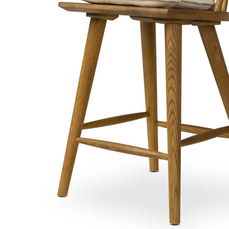 Lewis Windsor Stool With Cushion-Sandy Oak-Counter, Counter Stool (25.02” Seat Height), Sandy Oak